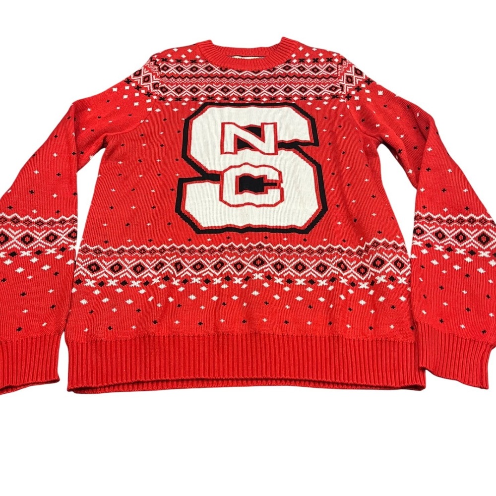 Campus Specialties NC State Wolfpack Sweater Mens L Red Fair Isle Ugly Christmas